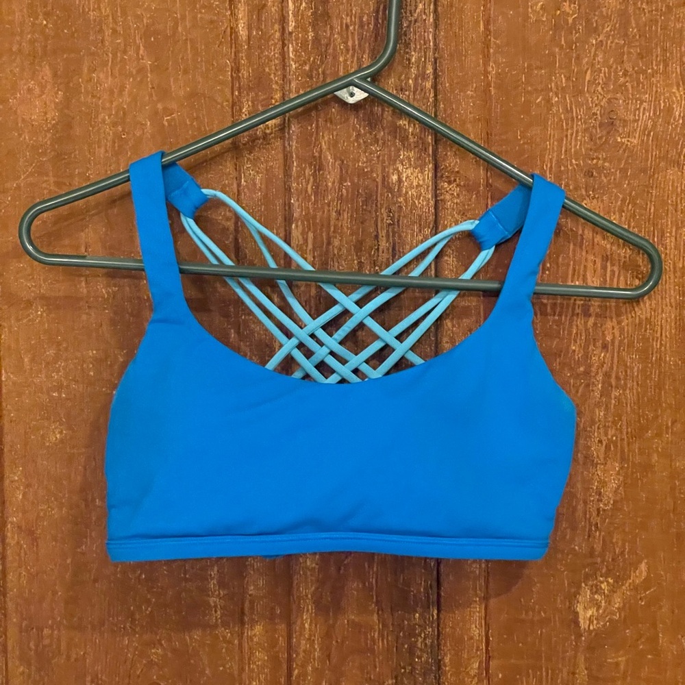 lululemon Free to Be Wild Bra in Poolside/Electric Turquoise, size 8